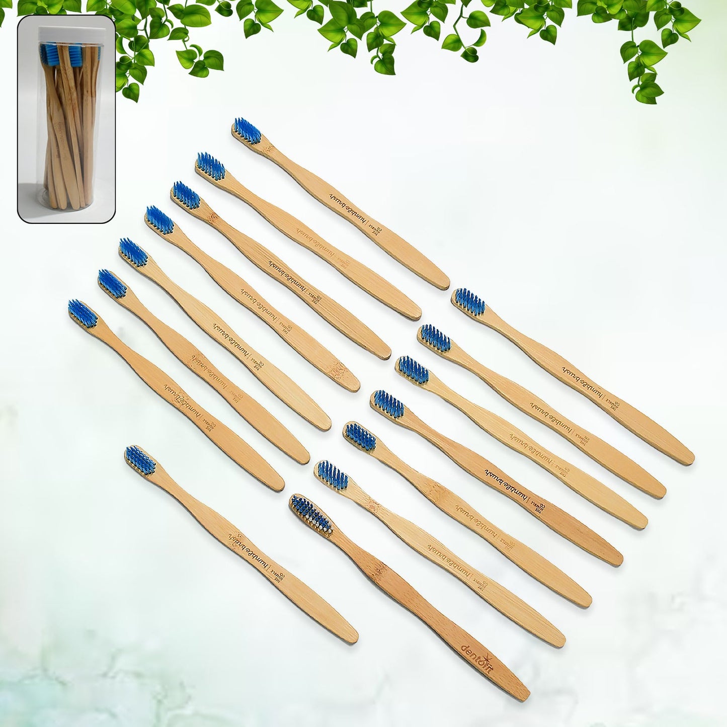 Bamboo Wooden Toothbrush Soft Toothbrush Wooden Child Bamboo Toothbrush Biodegradable Manual Toothbrush for Adult, Kids (15 pcs set / With Round Box)