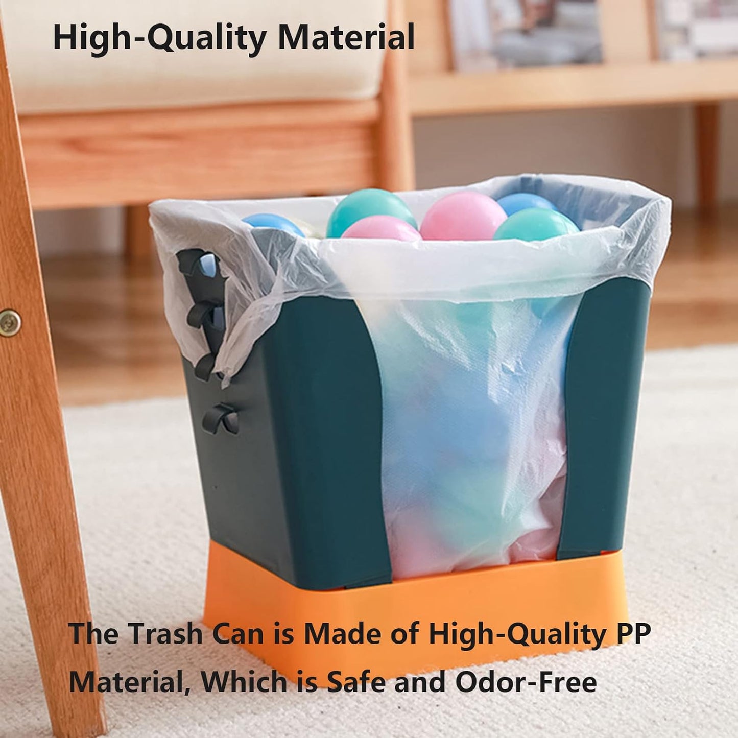 Waste Bin, Trash Can, Waste Container, Expandable Trash Can, Plastic Trash Can, Plastic Garbage Can Expandable Trash Bag Holder Large Capacity for Kitchen Bathroom, Living Room Bedroom Outdoor (1 Pc)