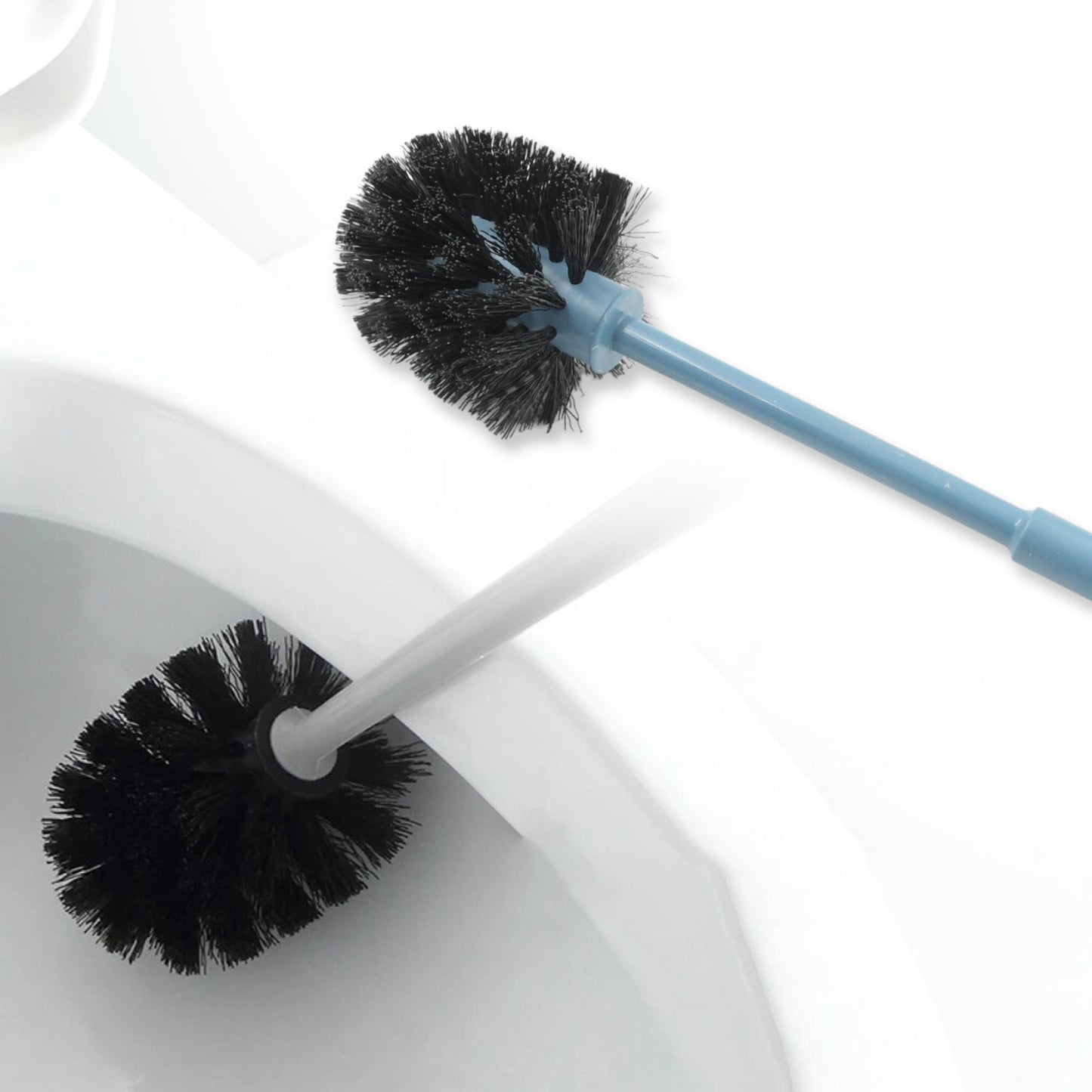 PLASTIC ROUND TOILET CLEANER BRUSH PLASTIC BATHROOM CLEANER - ROUND HOCKEY STICK SHAPE TOILET BRUSH