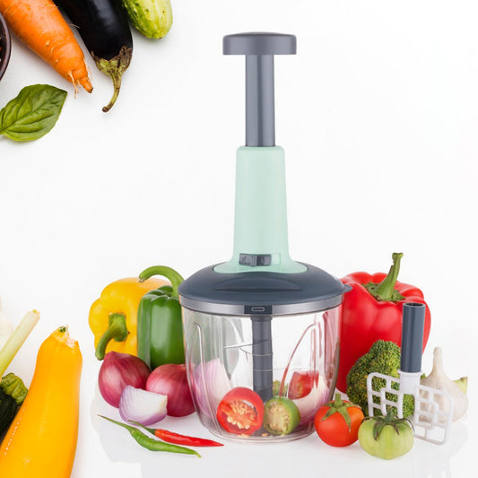 Push up 2 in 1 Chopper with Blender affixed with 6 Sharp Blade | Vegetable and Fruit Cutter with Easy Push and chop Button 1100 ml