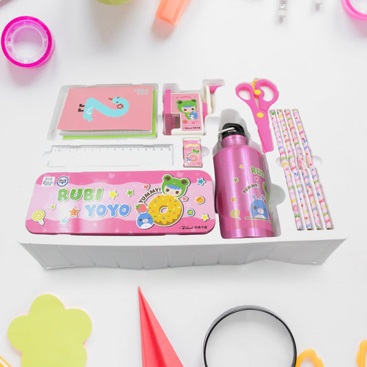 Stationery Set: Pencil Box, Pencils, Erasers & More (12 Piece)