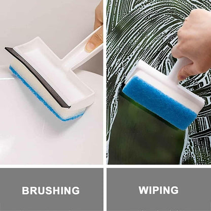 2 in 1 Glass Wiper Cleaning Brush Mirror Grout Tile Cleaner Washing Pot Brush Double-Sided Glass Wipe Bathroom Wiper Window Glass Wiper