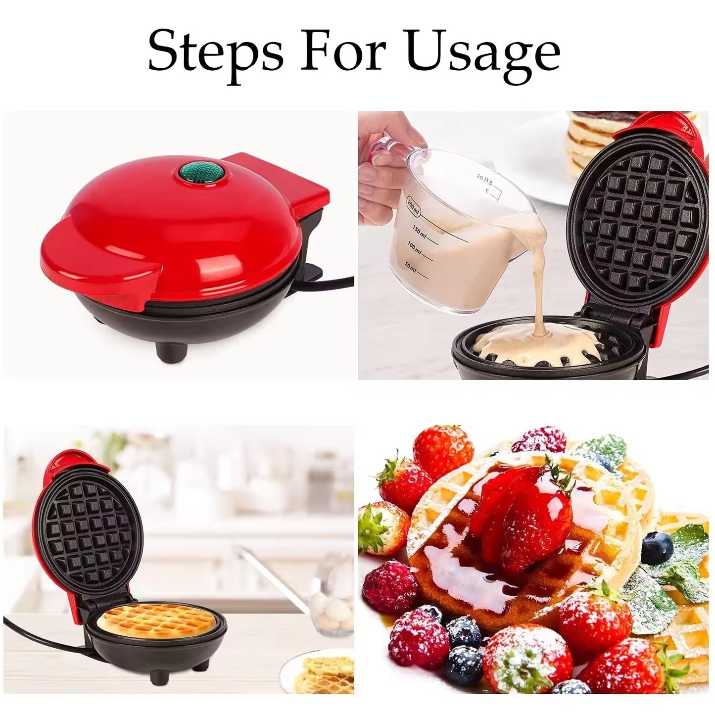 Mini Waffle Maker Machine Waffle Iron Home Appliances Kitchen Gift Easy To Clean, On-Stick Surfaces, Perfect Breakfast, Dessert, Sandwich, Pan Cakes, Paninis / Other Snacks Machine