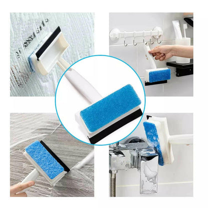 2 in 1 Glass Wiper Cleaning Brush Mirror Grout Tile Cleaner Washing Pot Brush Double-Sided Glass Wipe Bathroom Wiper Window Glass Wiper