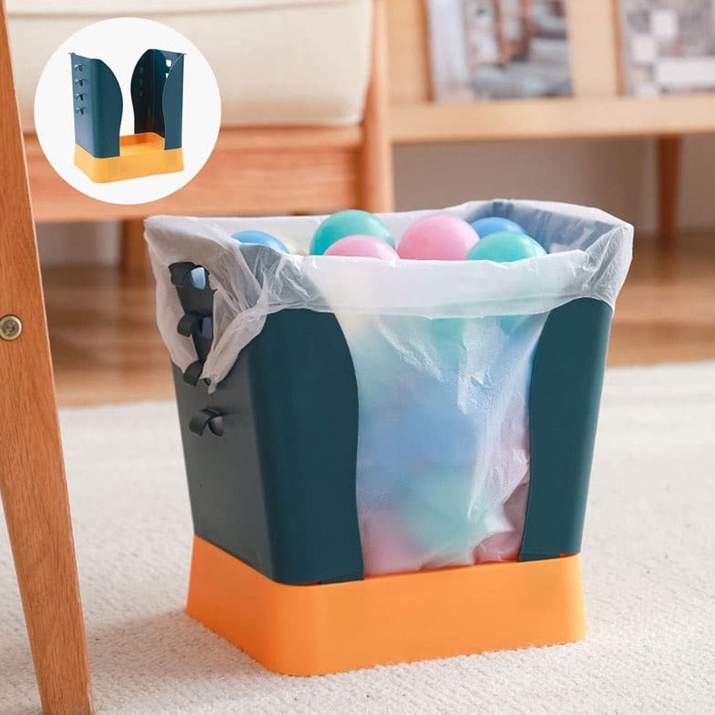 Waste Bin, Trash Can, Waste Container, Expandable Trash Can, Plastic Trash Can, Plastic Garbage Can Expandable Trash Bag Holder Large Capacity for Kitchen Bathroom, Living Room Bedroom Outdoor (1 Pc)