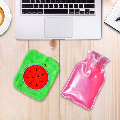 Watermelon small Hot Water Bag with Cover for Pain Relief, Neck, Shoulder Pain and Hand, Feet Warmer, Menstrual Cramps.