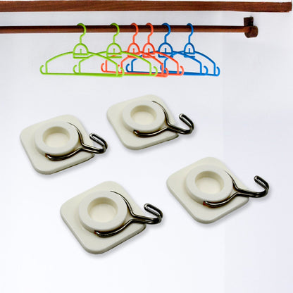 Multipurpose Strong Hook Self-Adhesive hooks for wall Heavy Plastic Hook, Sticky Hook Household For Home, Decorative Hooks, Bathroom & All Type Wall Use Hook, Suitable for Kitchen, Office (2 Pc & 4 Pc Set)