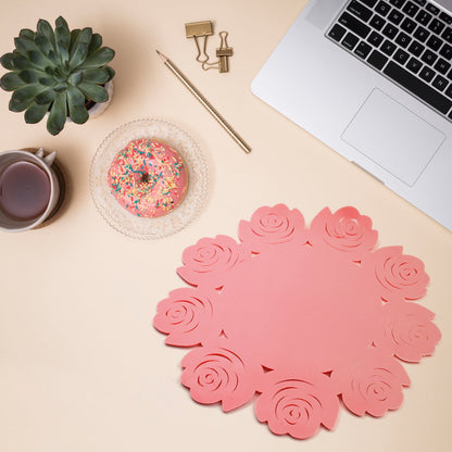 Kitchen Gadget Accessories Plate Cup Mat Rose, Simple Circular Coasters for Kitchen Cafe Restaurant, Place mats for Dining Table, Coasters, Tabletop Protection, Anti-Scald Easy to clean (1 Pc)