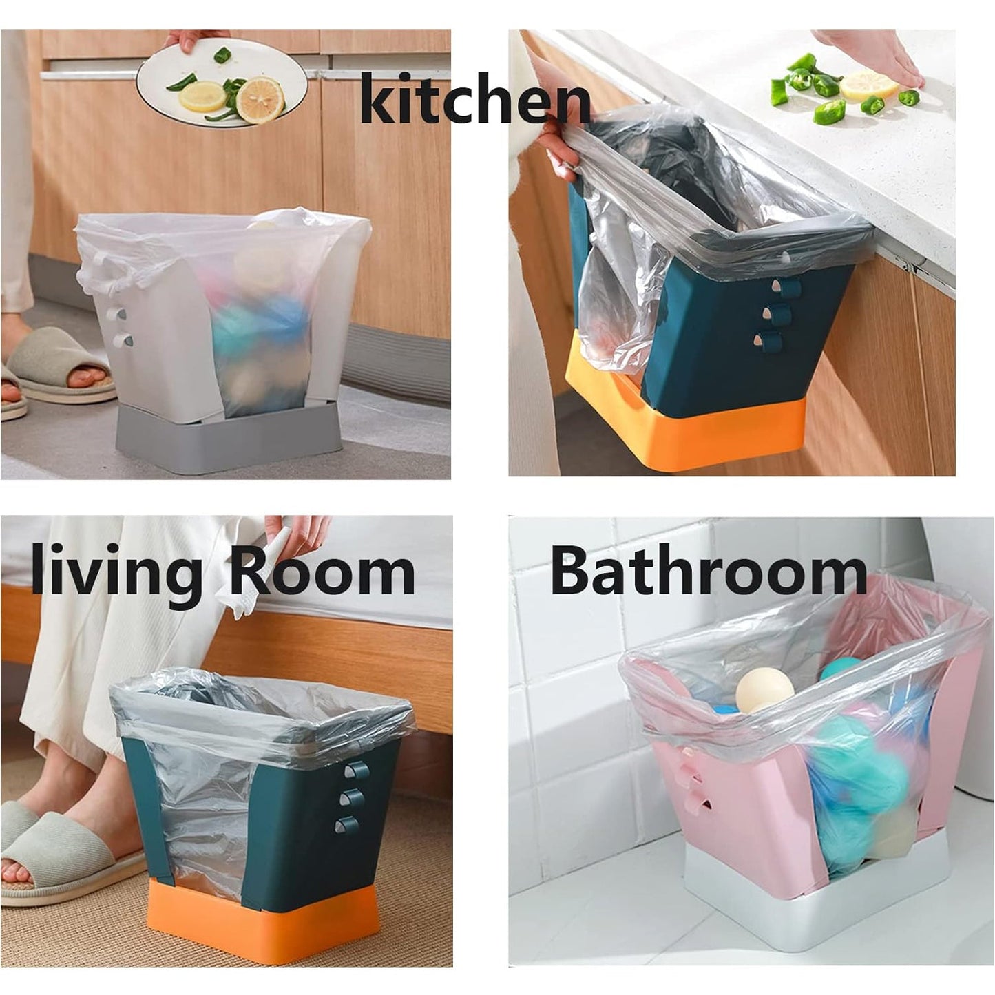 Waste Bin, Trash Can, Waste Container, Expandable Trash Can, Plastic Trash Can, Plastic Garbage Can Expandable Trash Bag Holder Large Capacity for Kitchen Bathroom, Living Room Bedroom Outdoor (1 Pc)