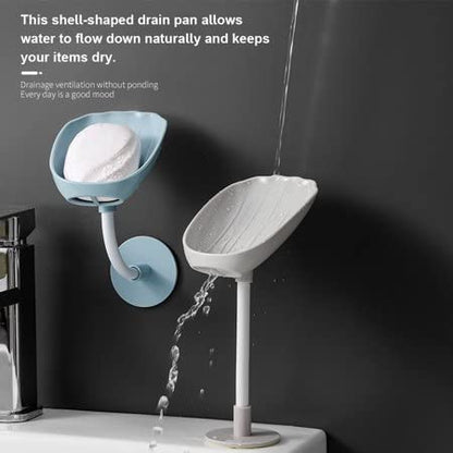 Soap Dish Wall Mounted Soap Dish No-Drilling Soap Holder Self Draining Waterfall Soap Tray Bar Soap Holder for Shower / Bathroom Soap Holder for Shower Adjustable Removable Soap Holder