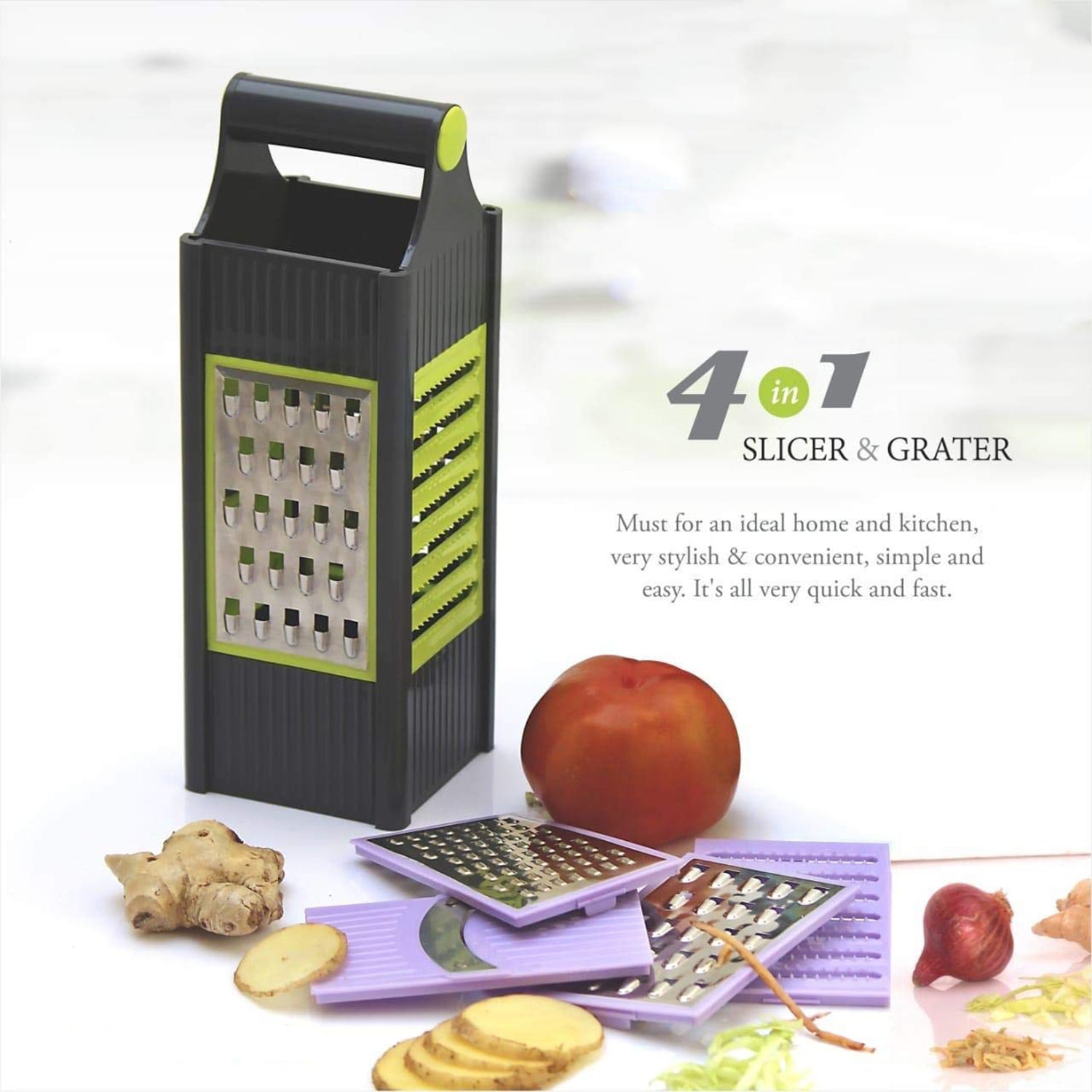 2650 4 In 1 Plastic Vegetable And Fruit Grater And Slicer For Kitchen 