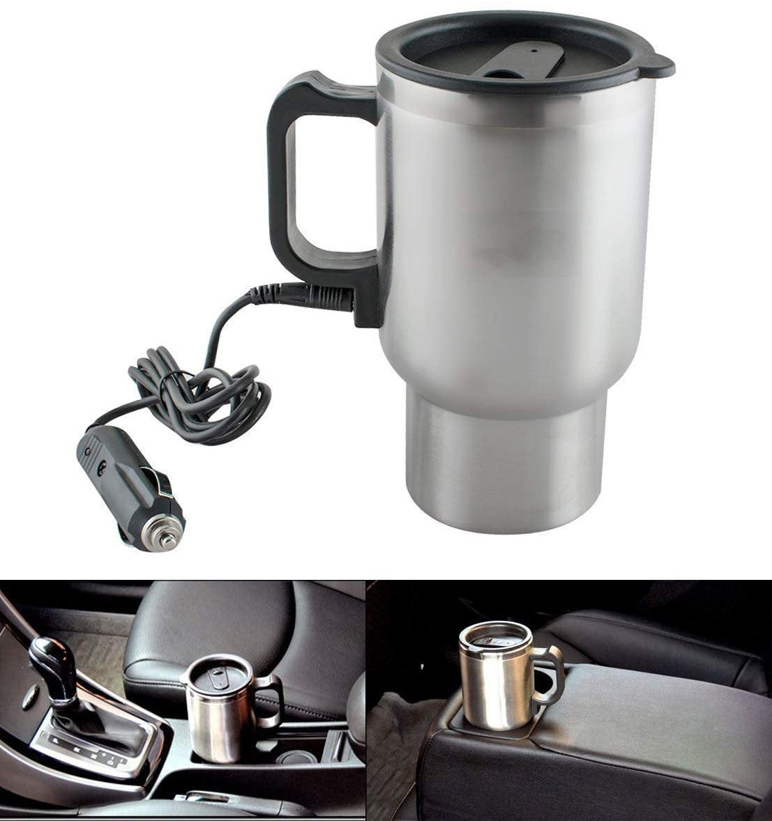 551 -12V Car Charging Electric Kettle Mug (Silver) 