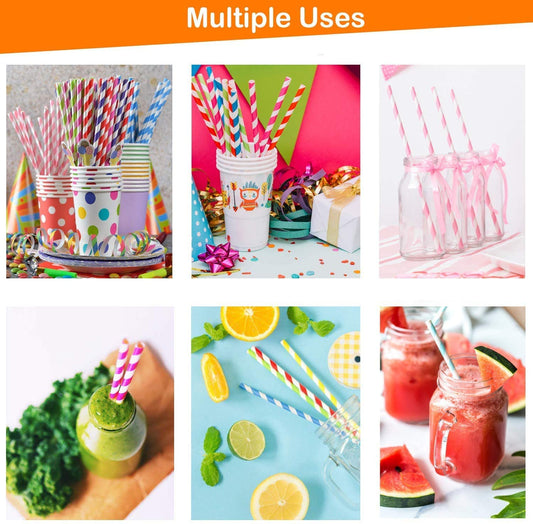 Home Paper Straws Durable & Eco-Friendly Colorful - Drinking Straws & Party Decoration Supplies, Adorable Solid Color Food Grade Paper Straws for Birthday, Wedding, Baby Shower Celebration (25 Pcs Set)