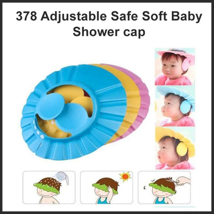 0378 Adjustable Safe Soft Baby Shower cap Your Brand